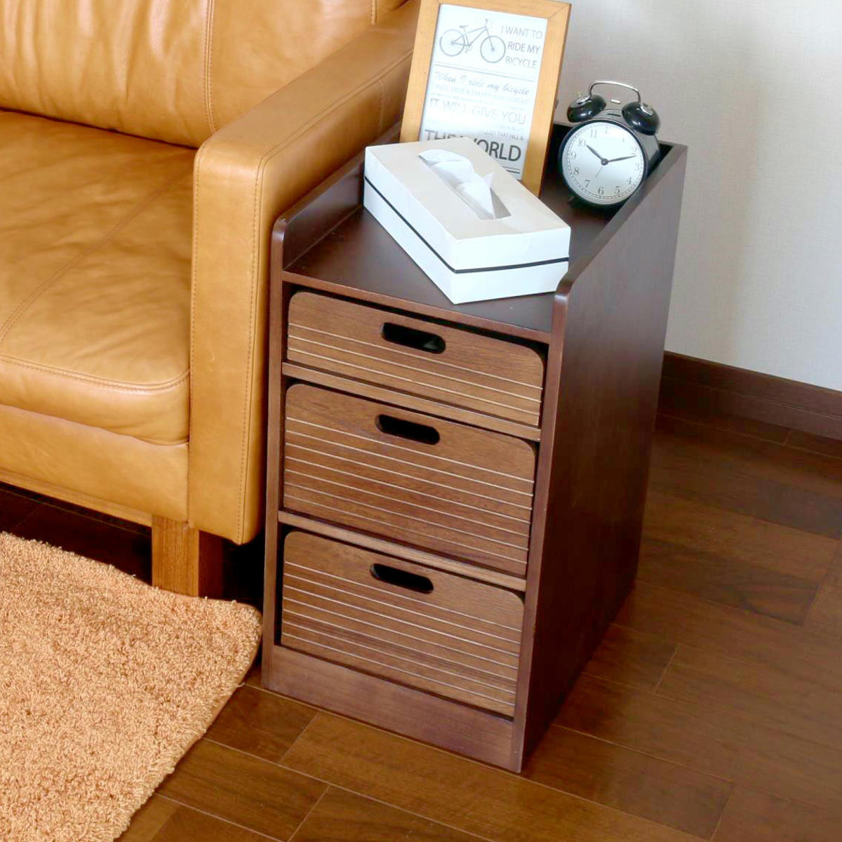 トレイワゴン 幅30cm 3段 天然木 桐製 完成品 キャスター付 （ ワゴン