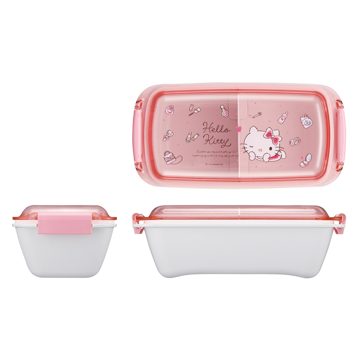 弁当箱 530ml ふわっとタイトランチボック キティ 水彩コスメ