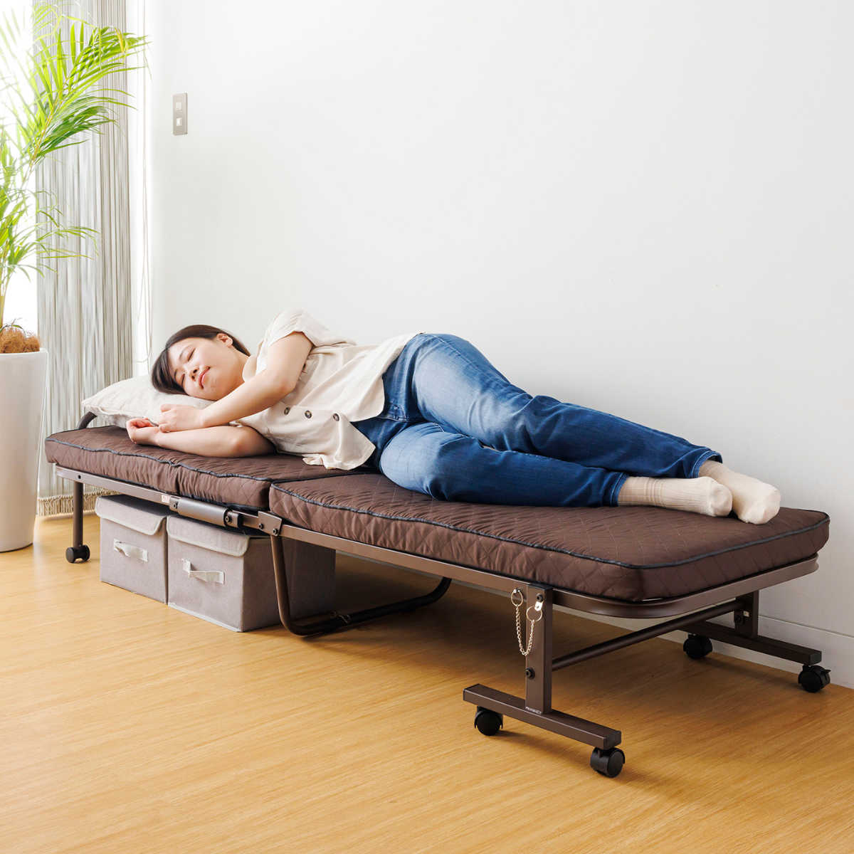 dショッピング |折りたたみベッド 幅65cm 14段階リクライニング