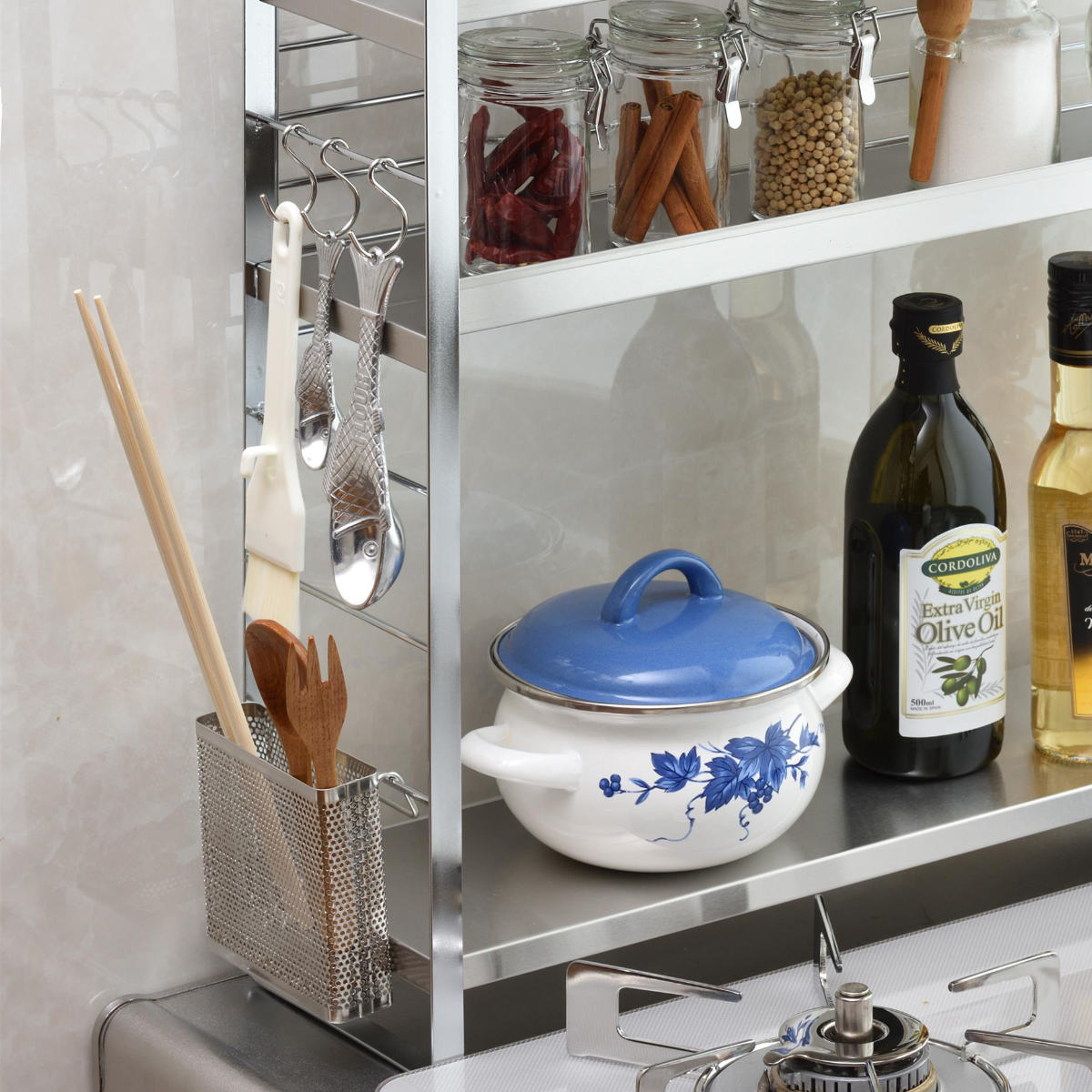 コンロラック ステンレス棚コンロサイドラック （ シェルフ 調味料