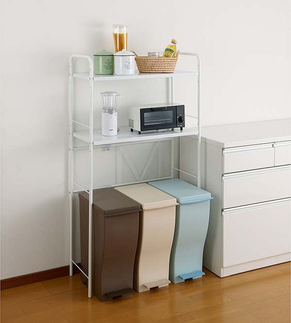 ゴミ箱上ラック 幅55～85cm 伸縮式 調理家電ラック スチール製