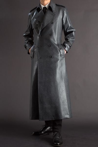 マトリックス風コート販売、着丈135cm スネークダブルトレンチコート