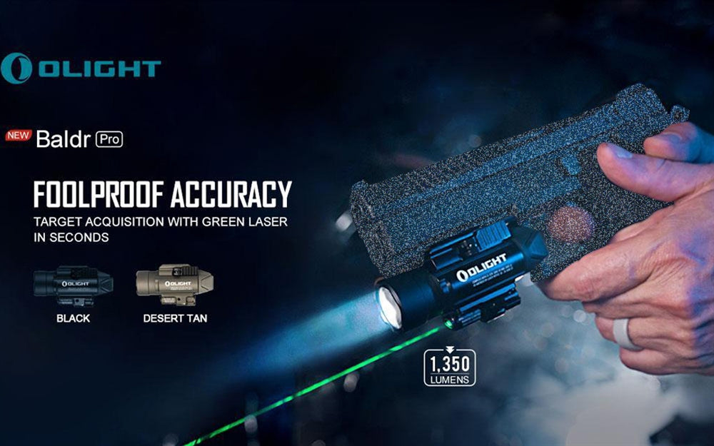 Olight Baldr Pro 1350 Lumen Flashlight Green Beam Combo – Longhorn