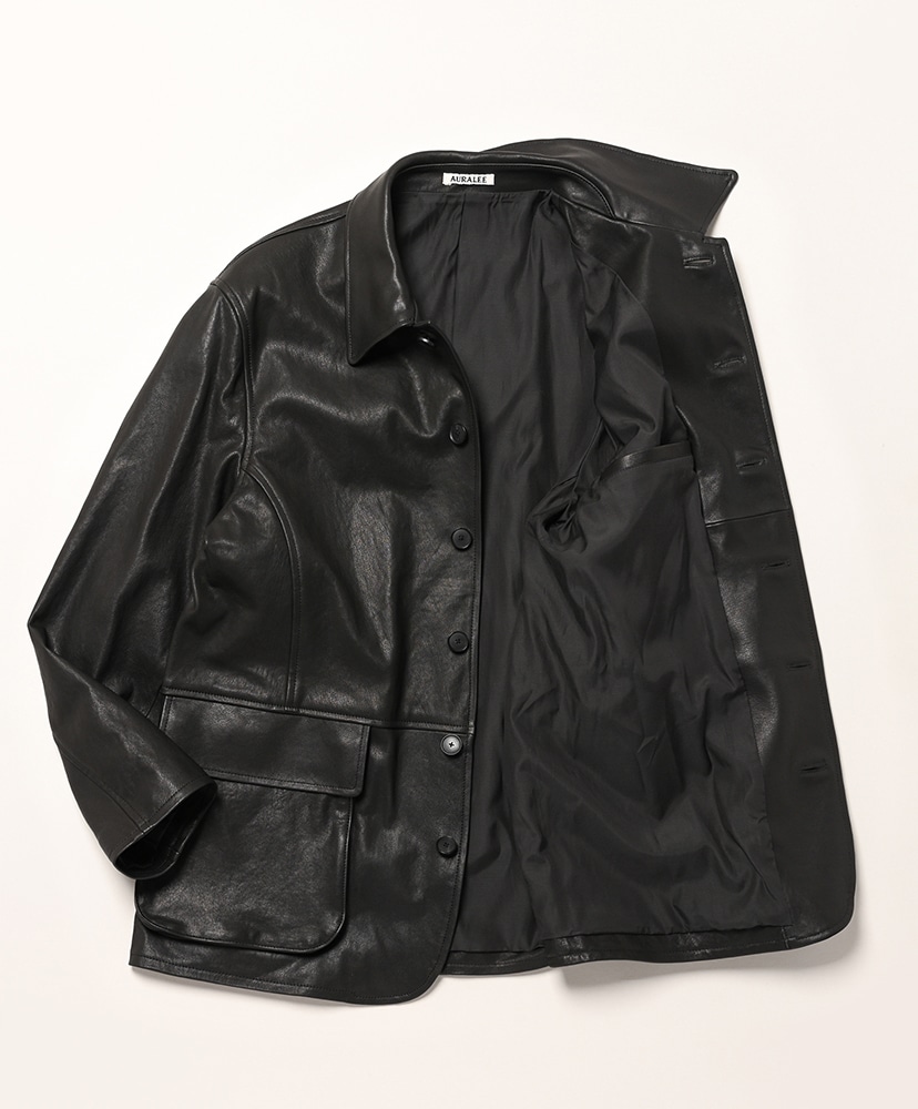 Textured Lamb Leather Blouson(3(MEN) Black/ブラック): AURALEE