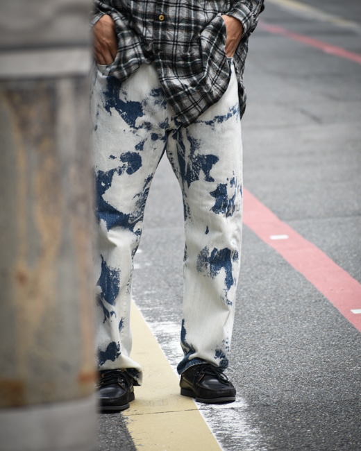 The crooked Tailor French stand collar work shirts [green/gray]