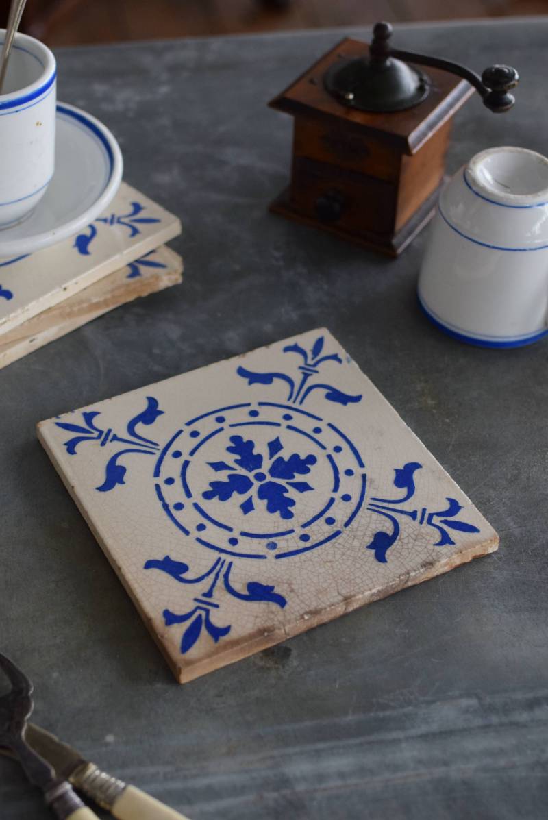 アンティークタイル2.D フランス アンティーク 陶器 タイル