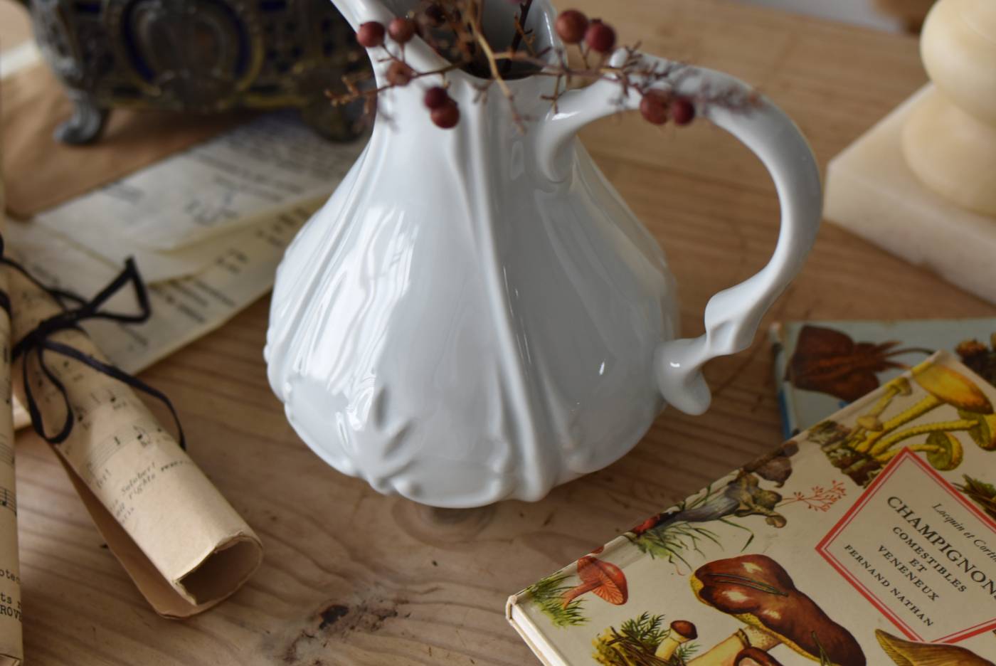 アンティークピシェ.16 フランスアンティーク雑貨 白磁器 フラワー