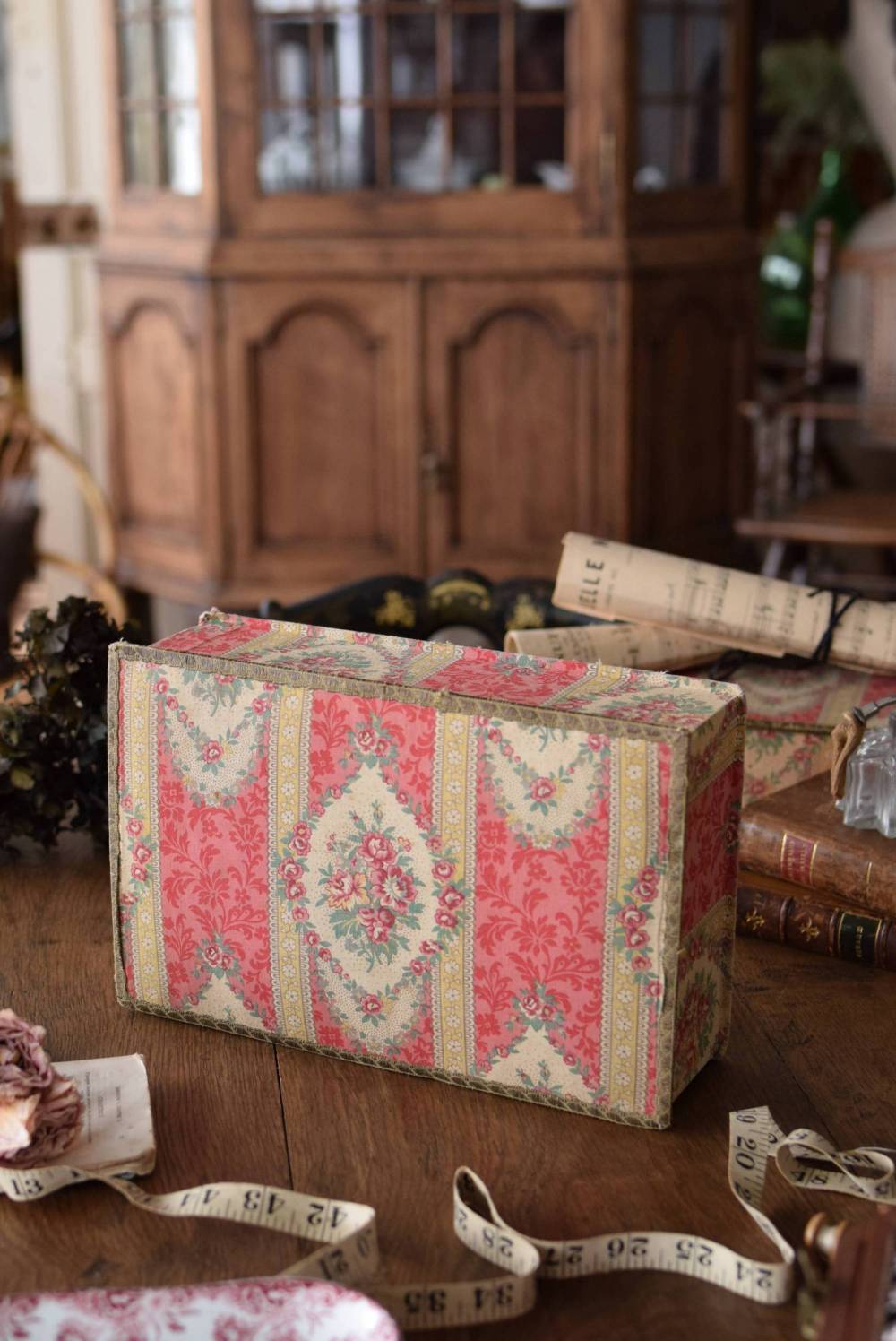 カルトナージュボックス.3 ヴィンテージ雑貨 布箱 小物入れ