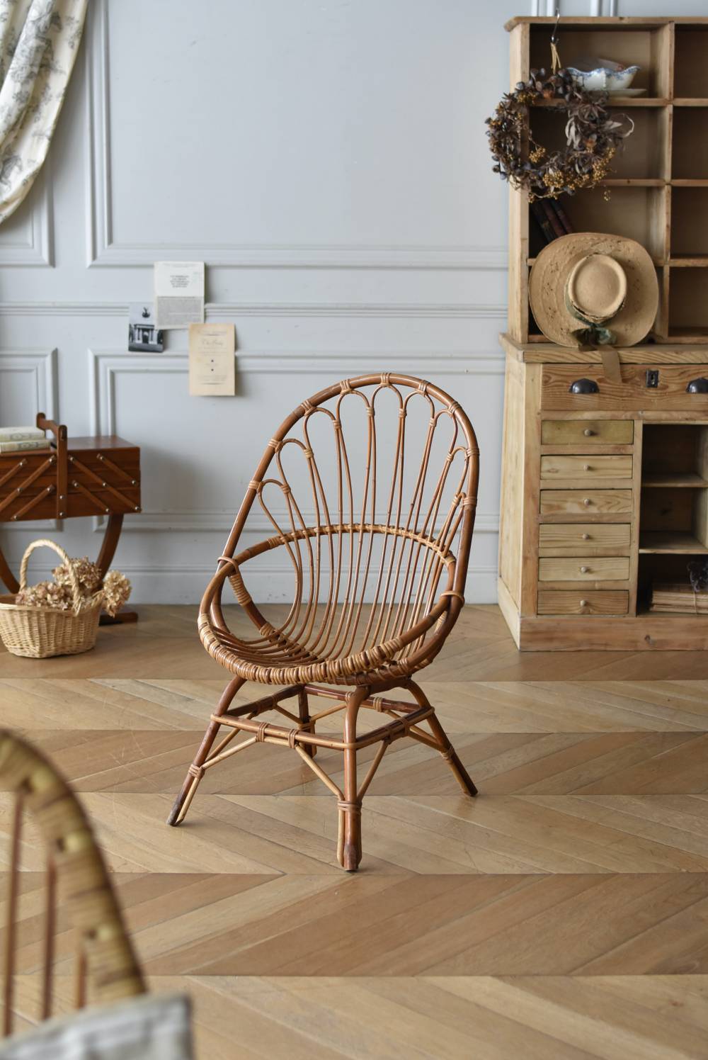フランスヴィンテージ家具 ラタンチェア.8 ナチュラルインテリア