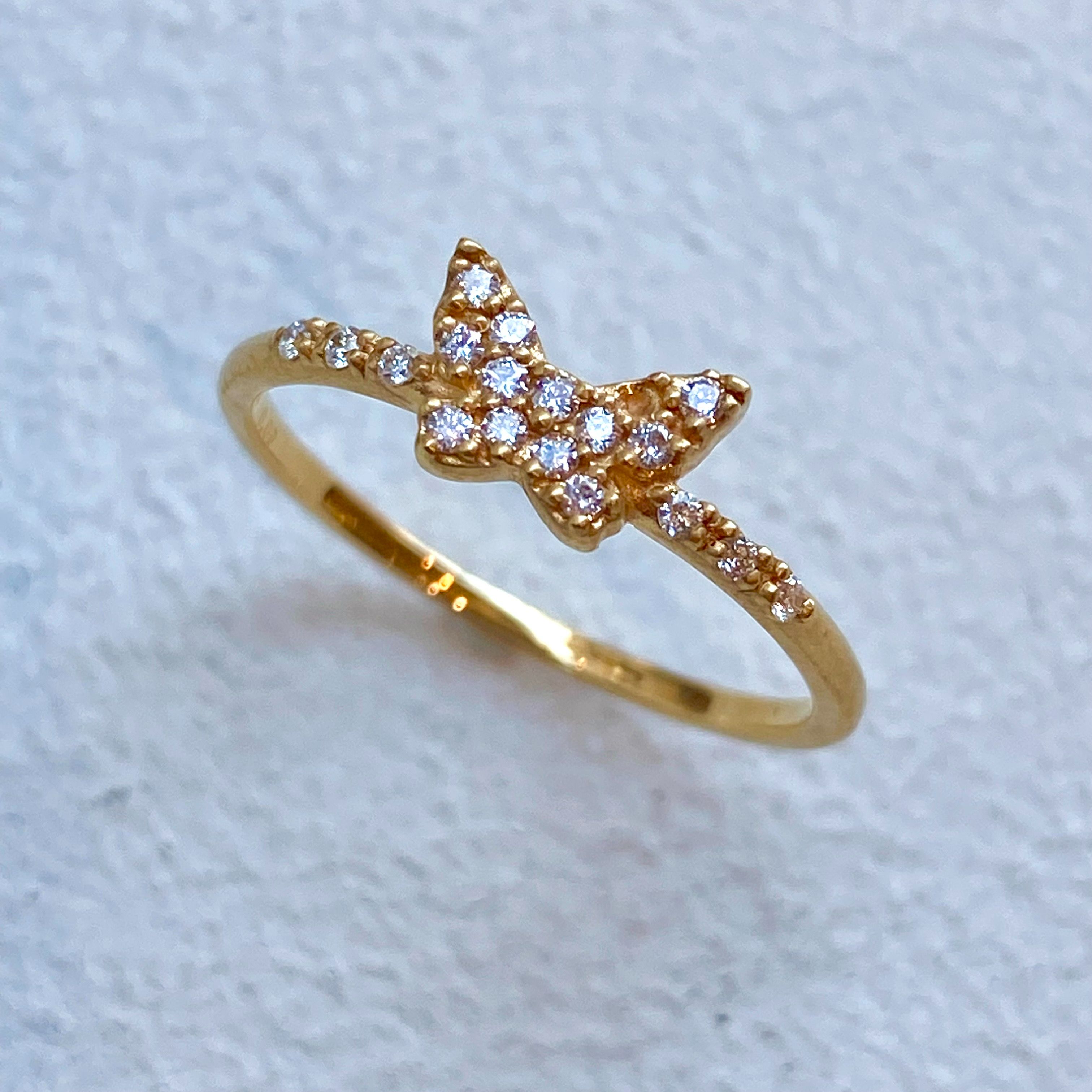 TINY SERIES BUTTERFLY RING / 18k Yellow Gold / DIAMONDS RING