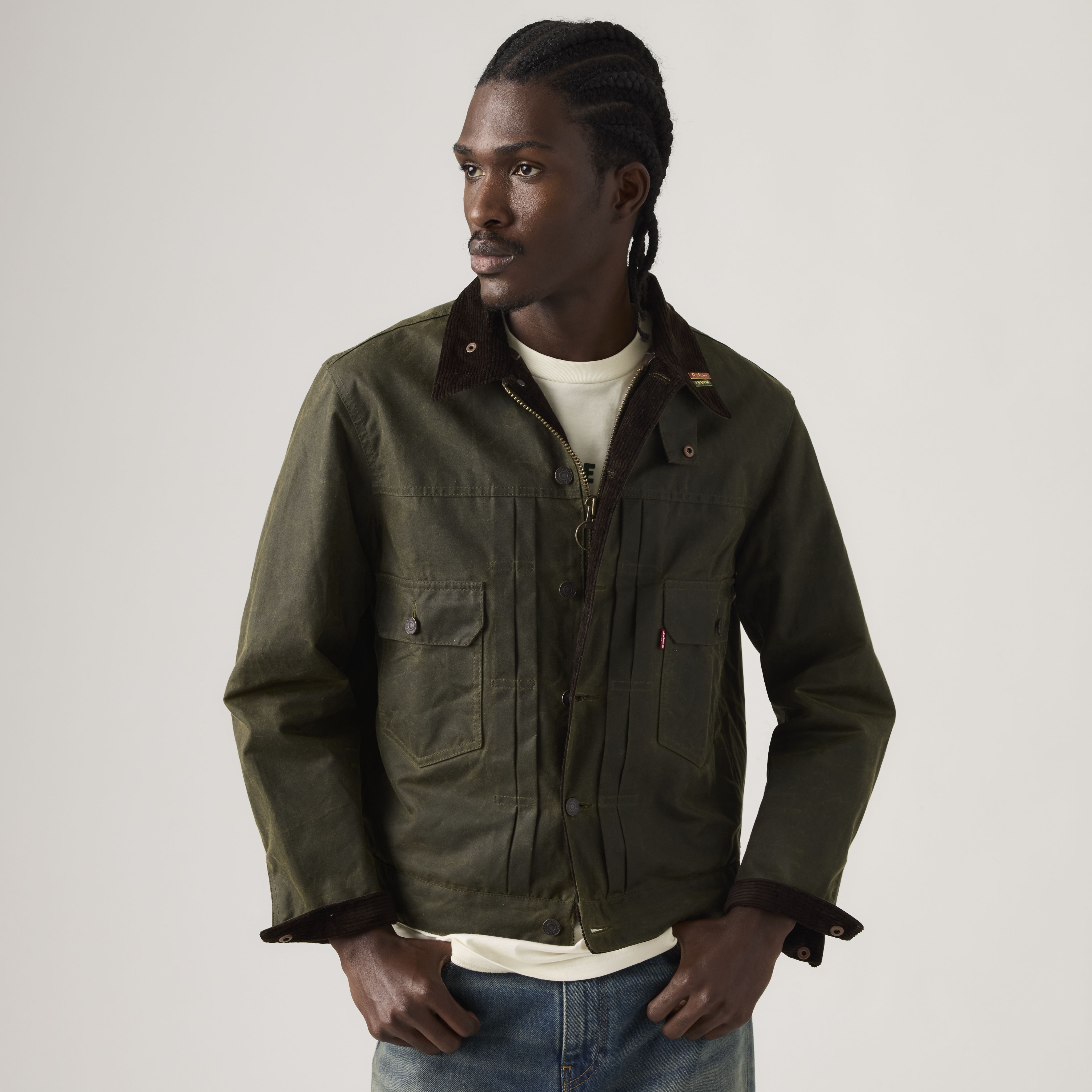 Levi's® X Barbour Type Ii Waxed Trucker Jacket - Green | Levi's® GB
