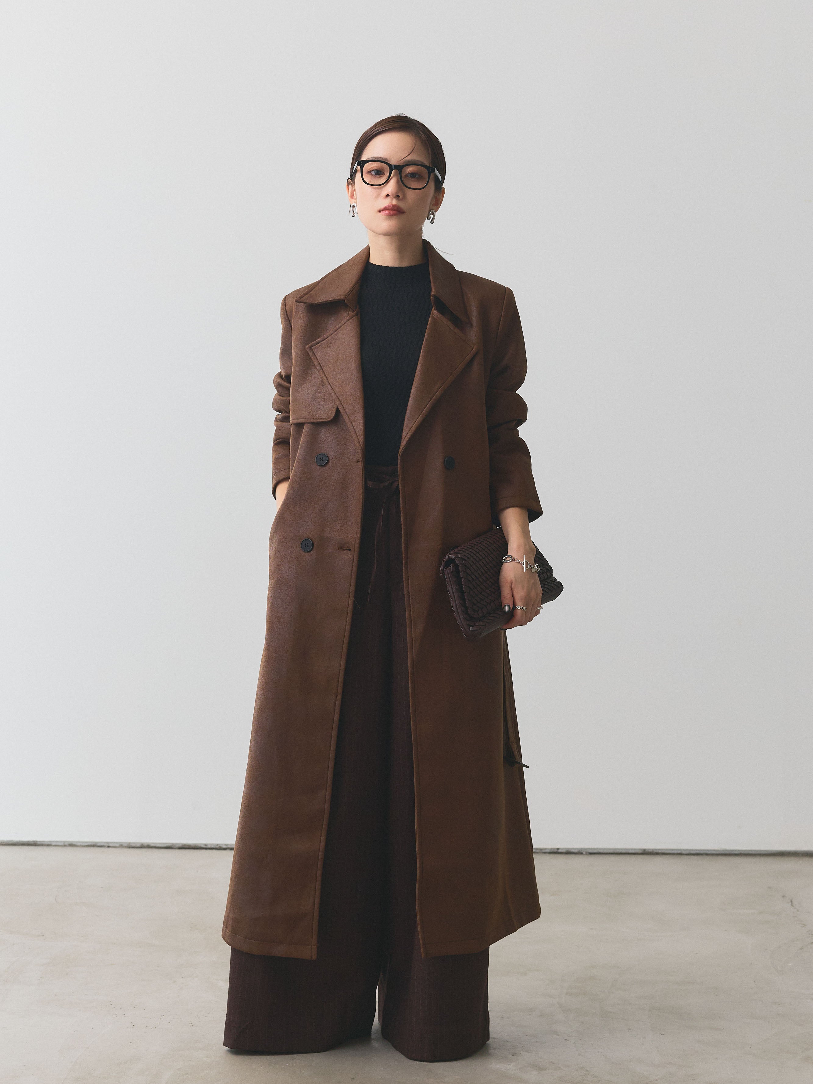 予約]ヴィンテージレザートレンチコート/ブラウン – Lumier