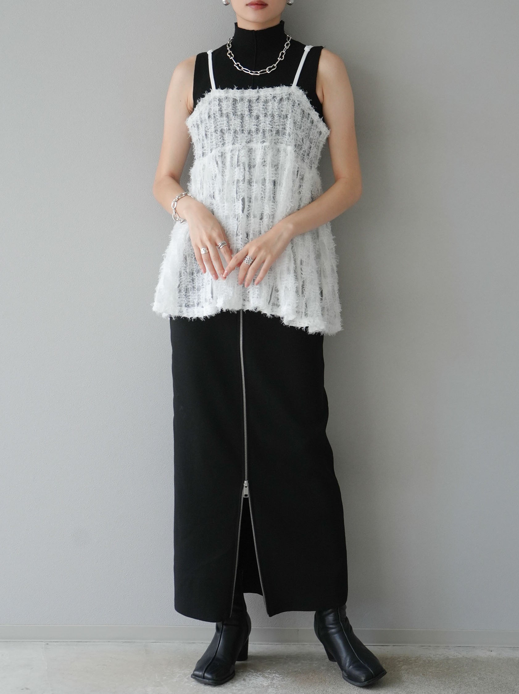 予約]フリンジチュールキャミソール/オフ – Lumier