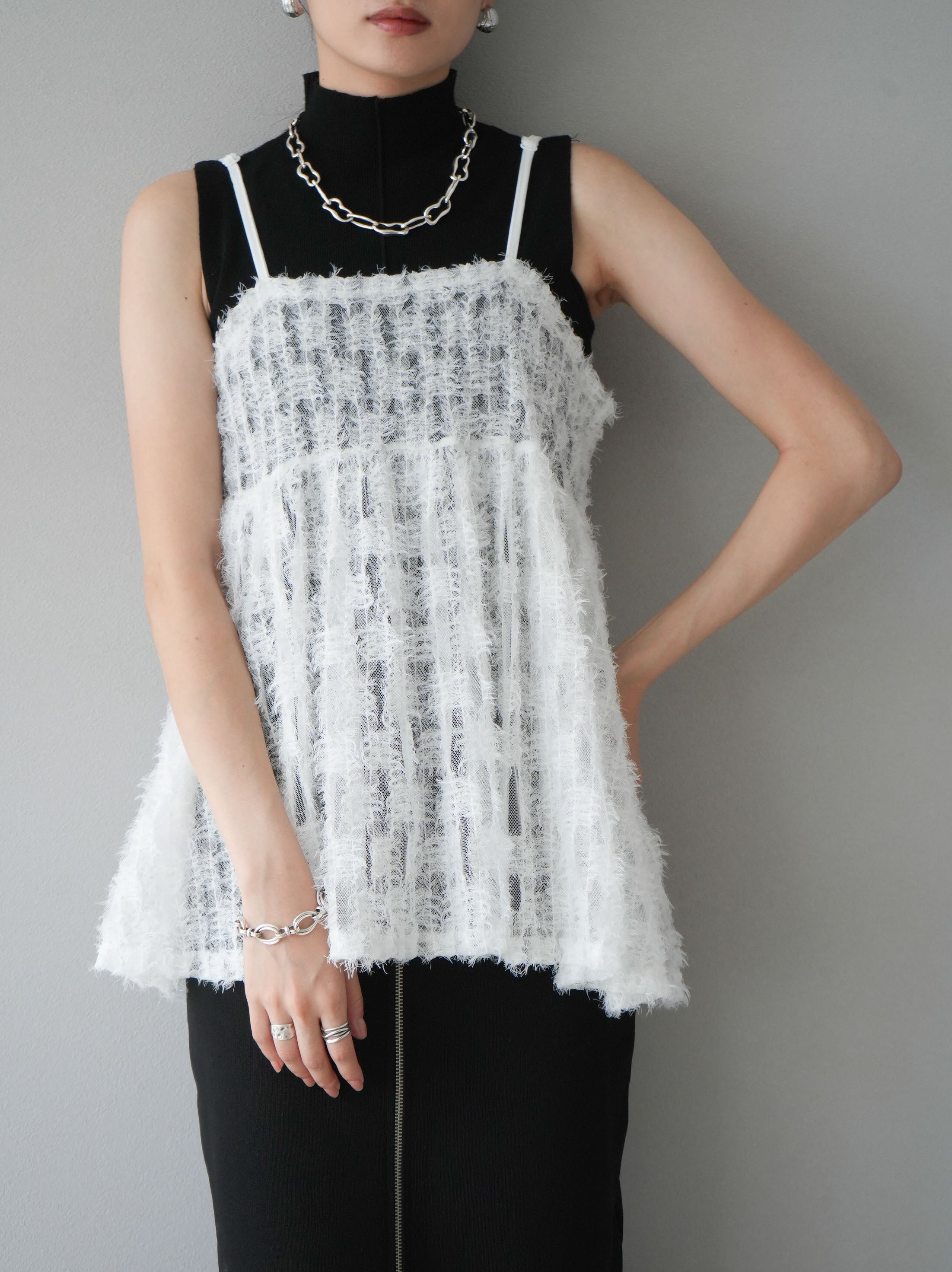 予約]フリンジチュールキャミソール/オフ – Lumier