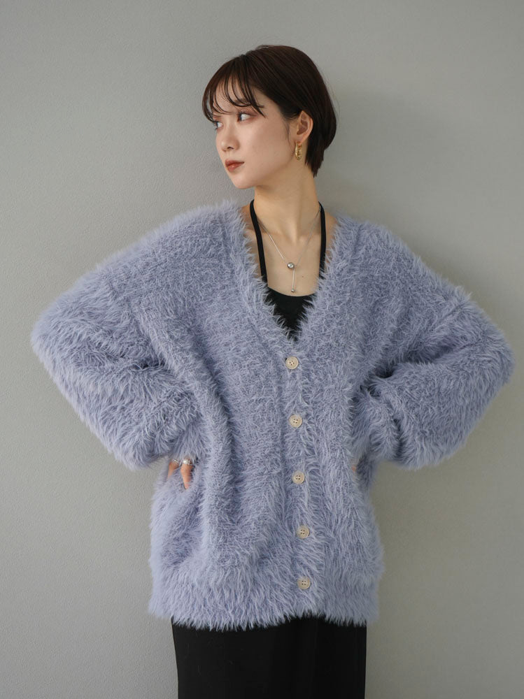 予約]ソフトシャギーニットカーディガン/ブルー – Lumier