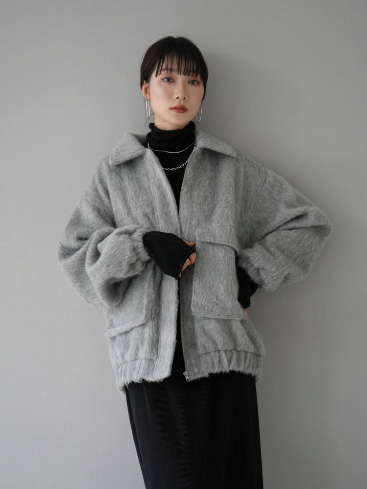 予約]シャギービッグポケットジップブルゾン/グレー – Lumier