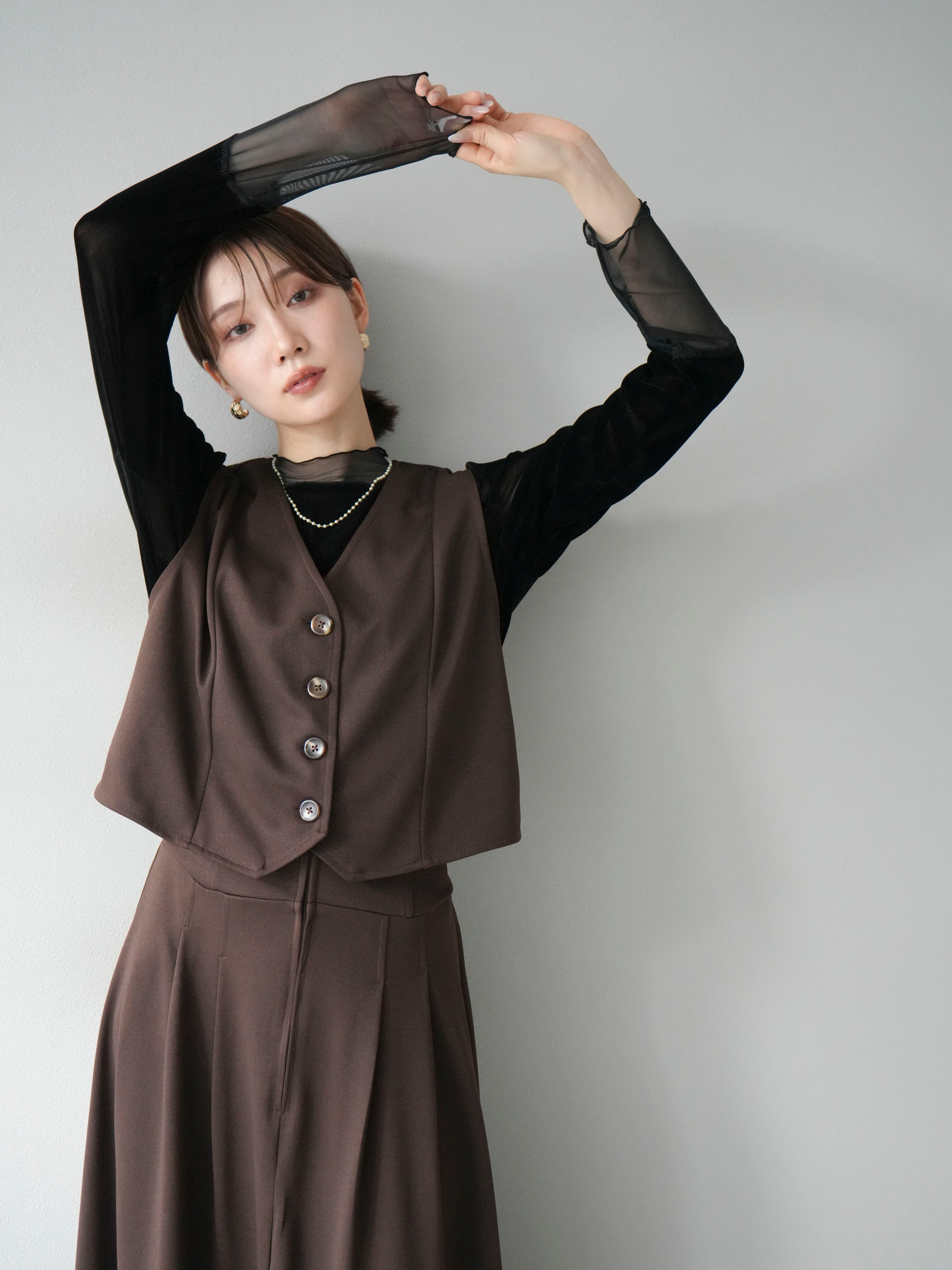 予約]シアー切替ベロアトップス/ブラック – Lumier