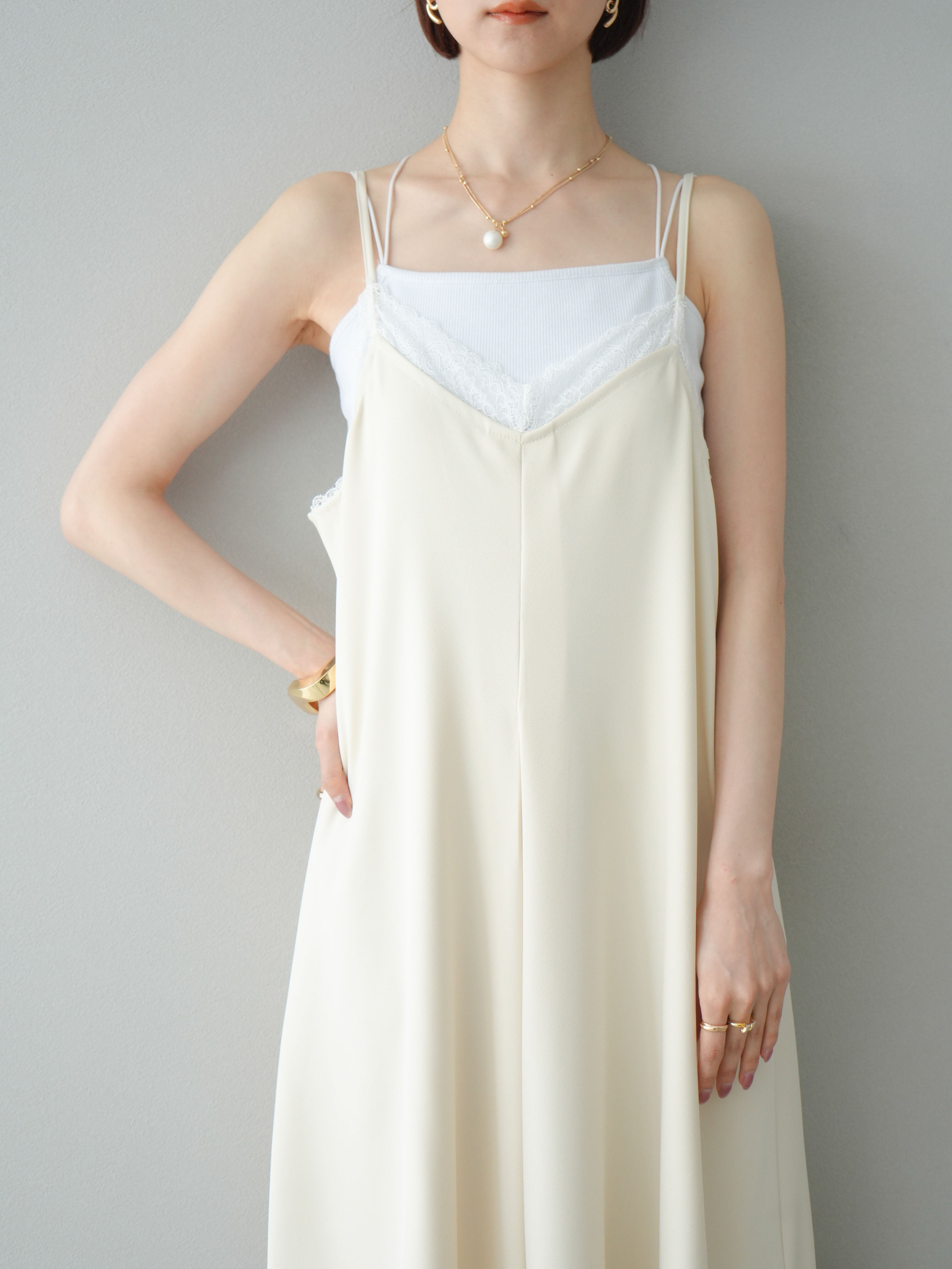 予約]レースタックキャミワンピース/アイボリー – Lumier