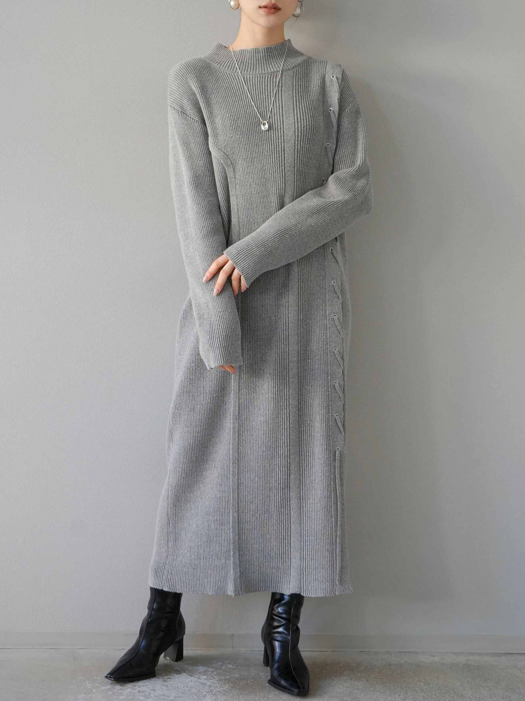 もんきち グレースデニム切替ニットワンピース ダイアグラム グレース