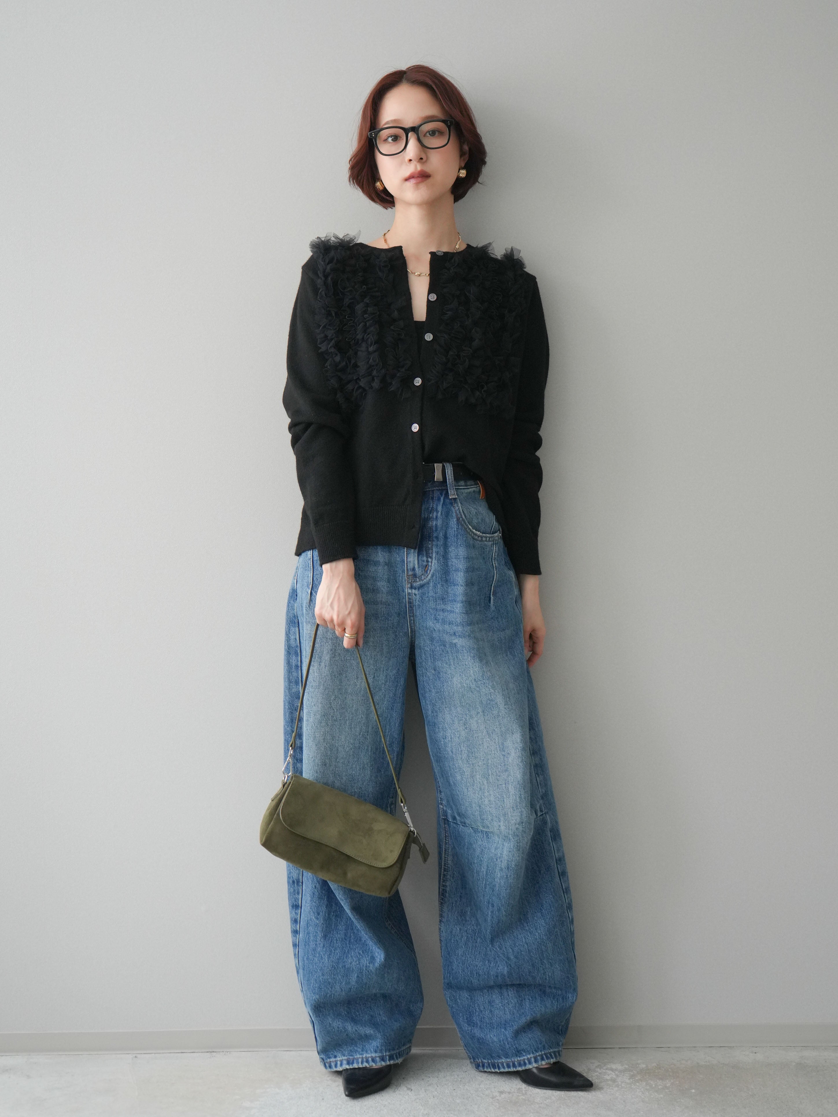 予約]ベルト付3Dカーブワイドデニムパンツ/blue – Lumier