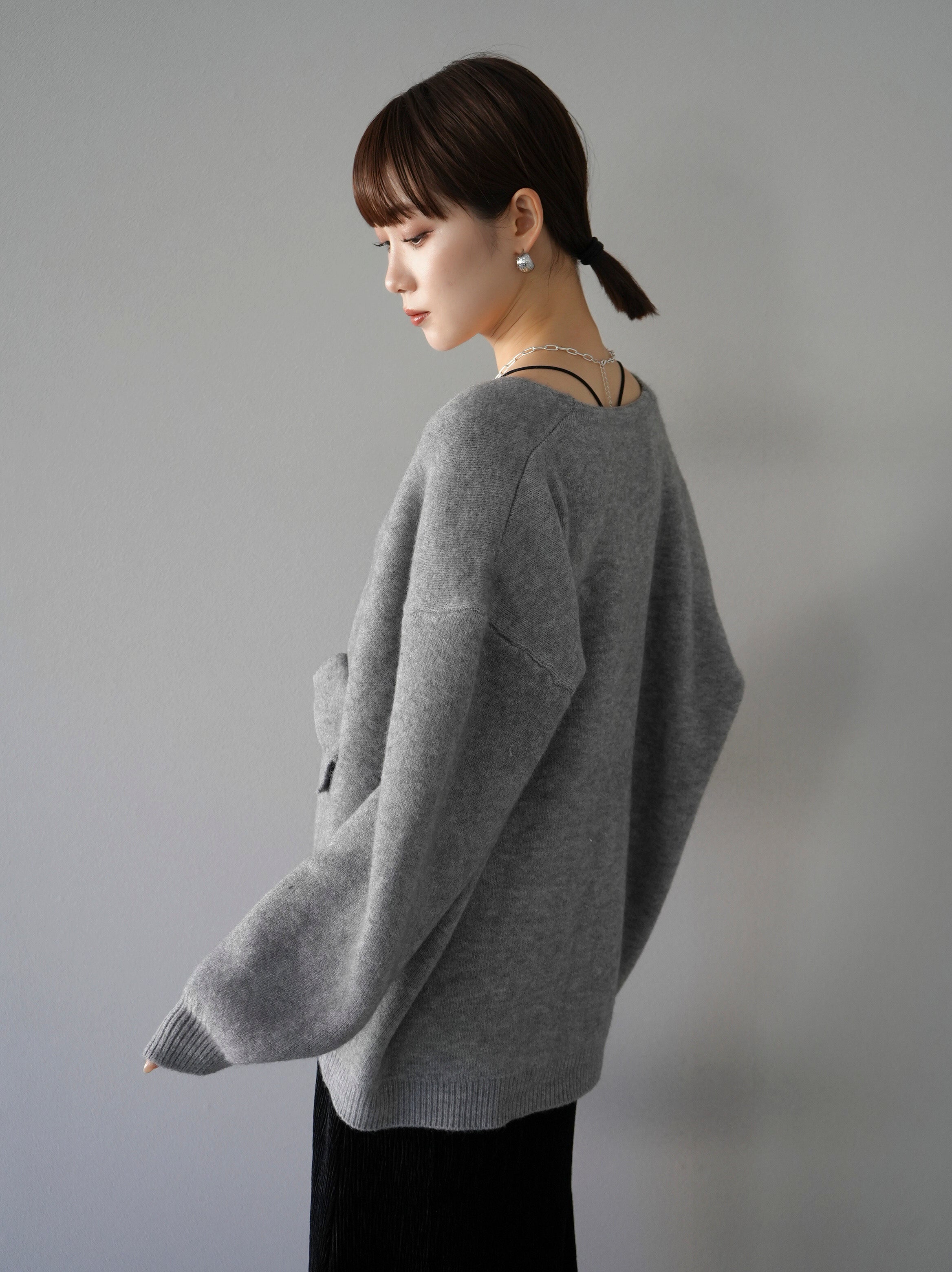 予約]BIGポケットジップニットカーディガン/グレー – Lumier