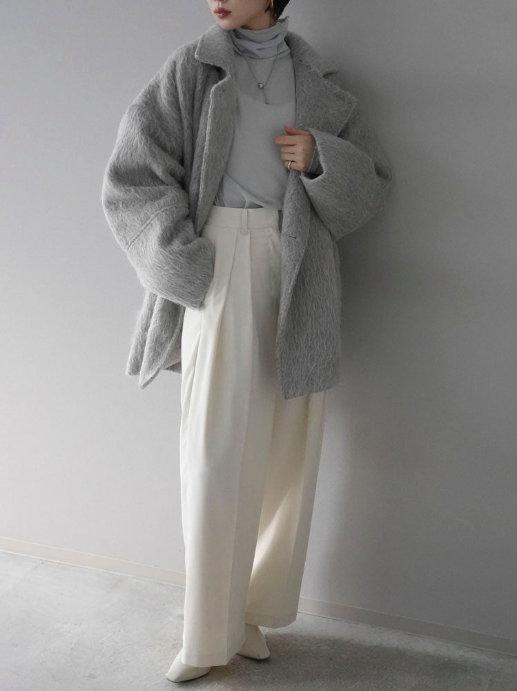 予約]シャギーミドルコート/杢グレー – Lumier