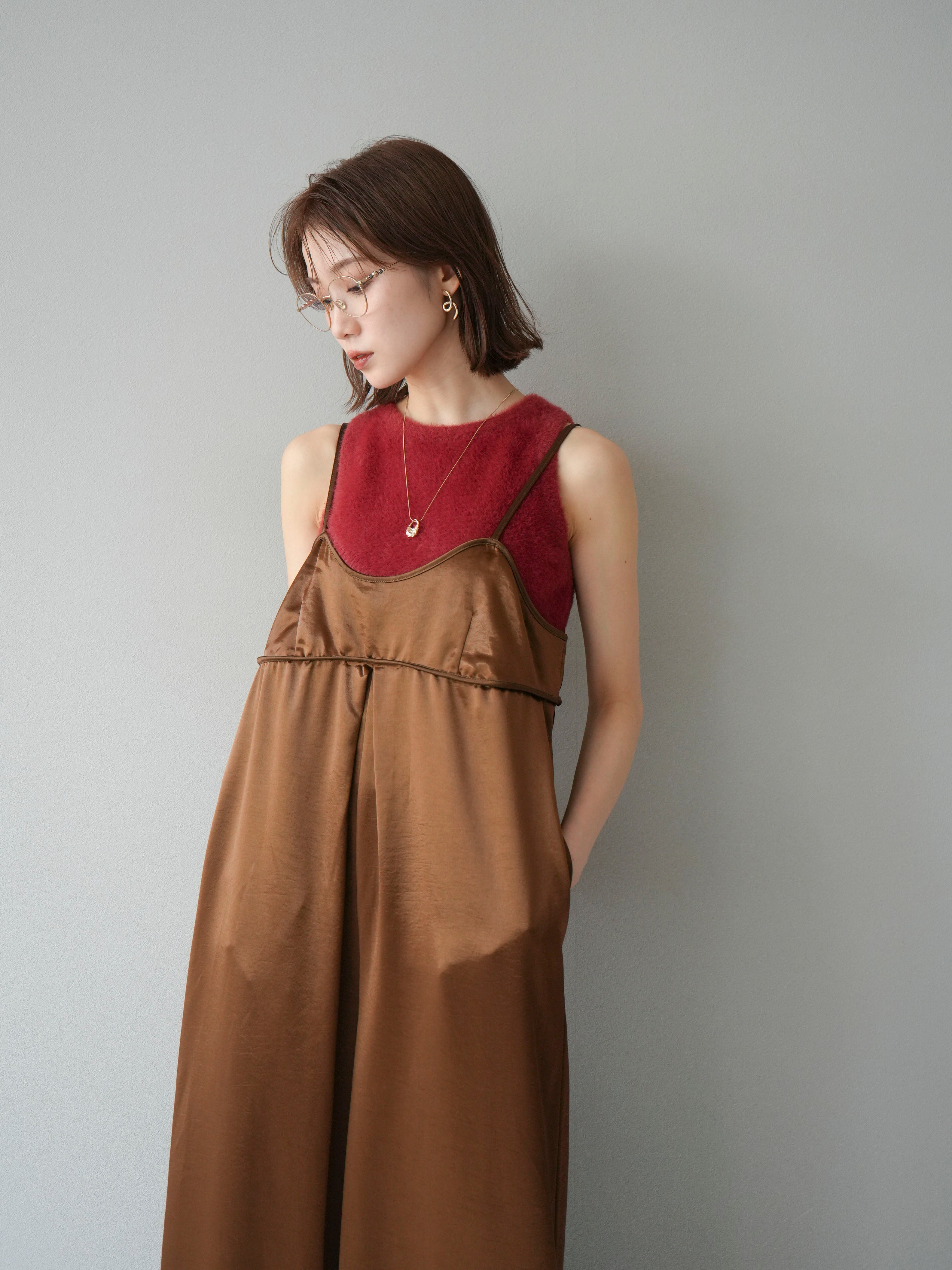 予約]サテンビスチェオールインワン/ブラウン – Lumier