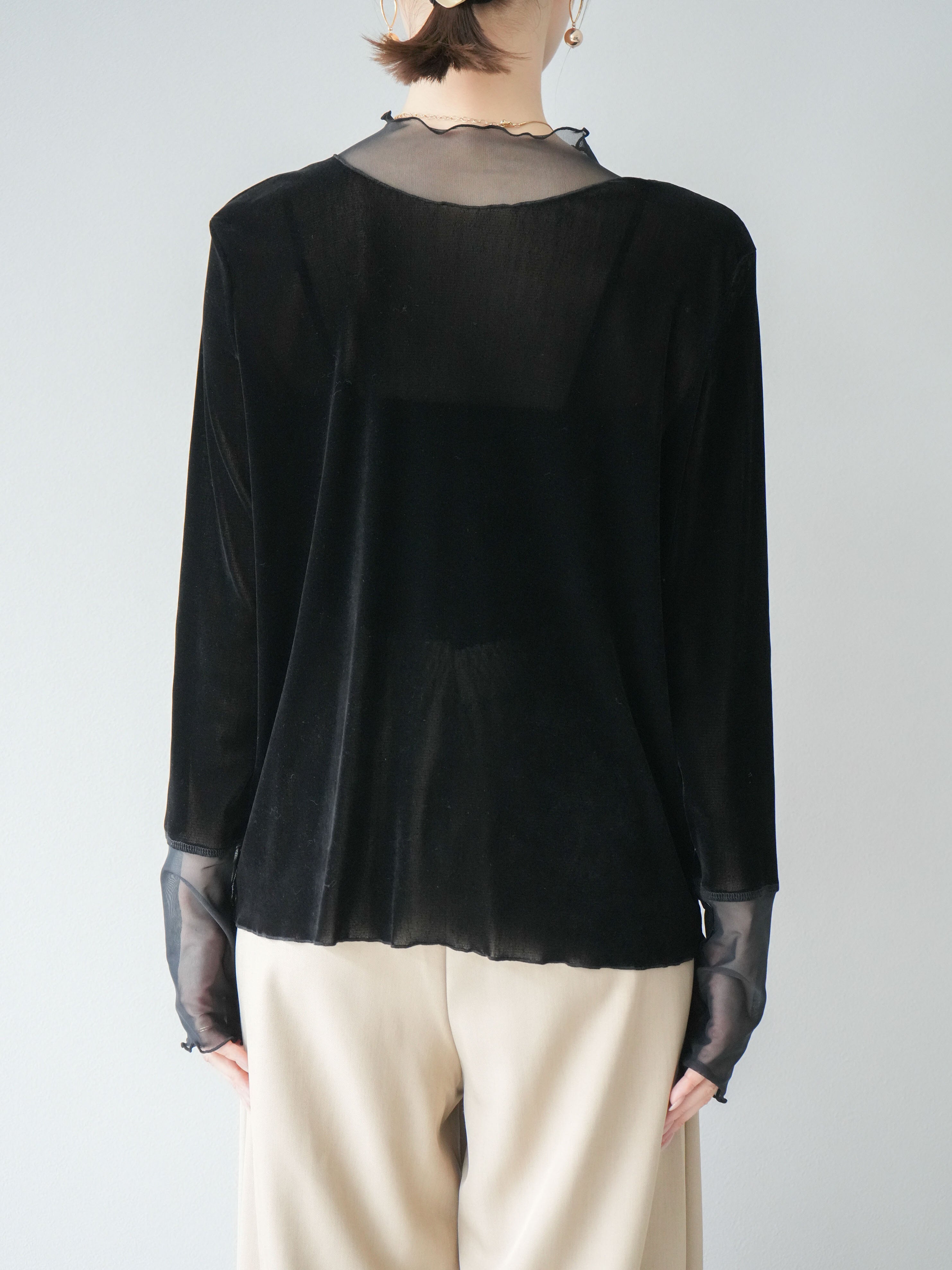 予約]シアー切替ベロアトップス/ブラック – Lumier