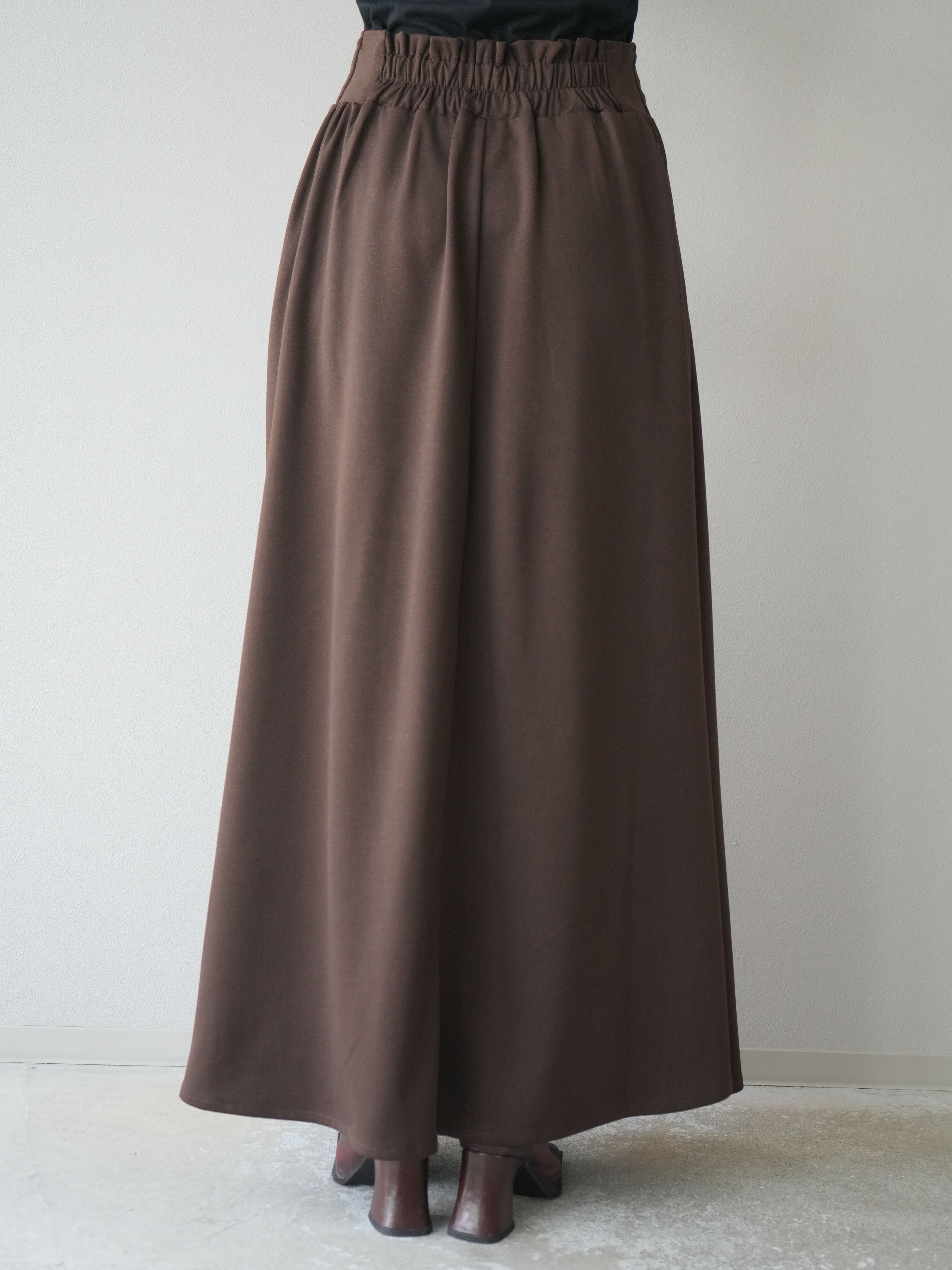 予約]ポンチフロントZIPフレアロングスカート/ブラウン – Lumier