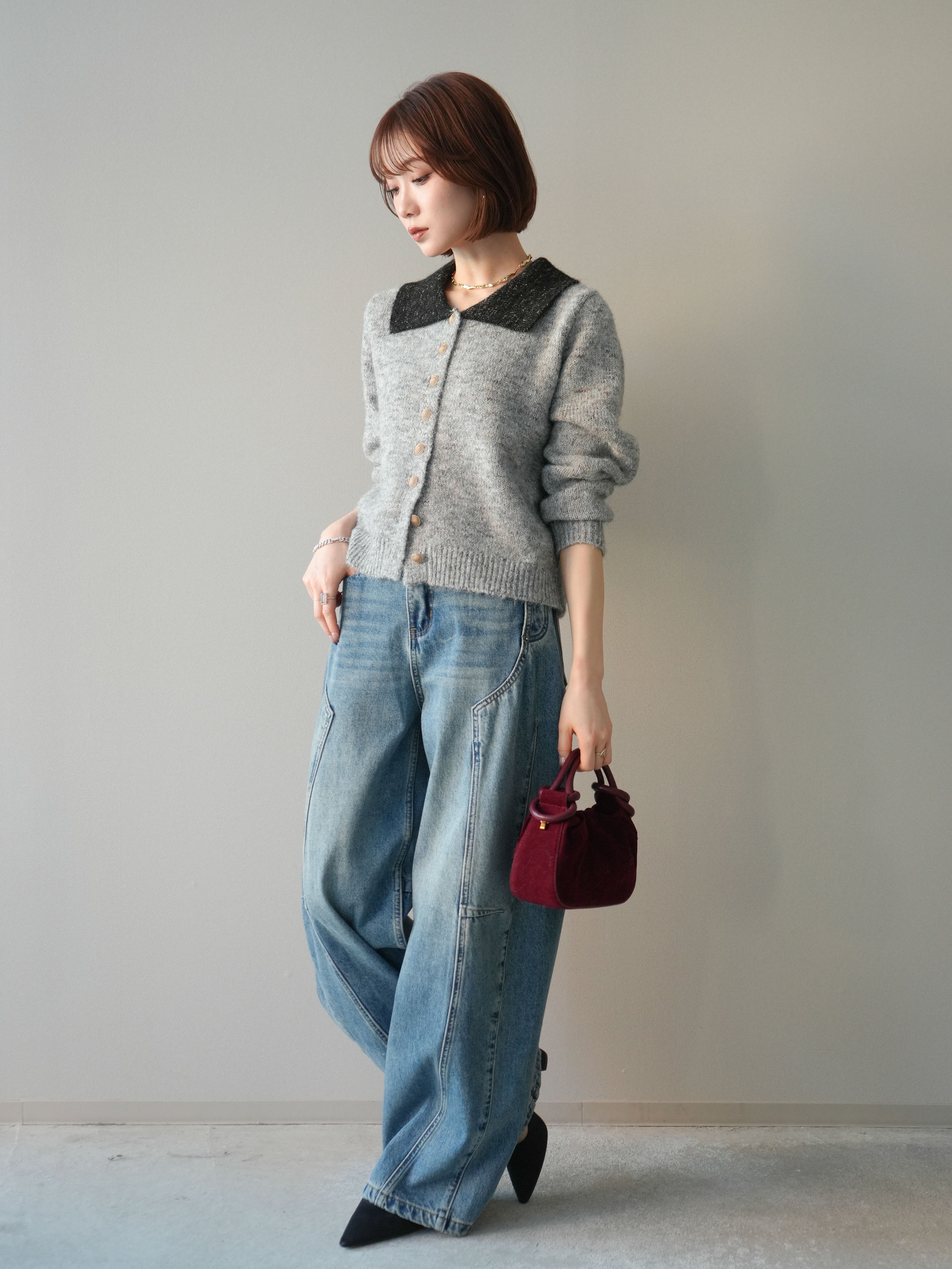 予約]ベルト付3Dカーブデニムパンツ/blue – Lumier