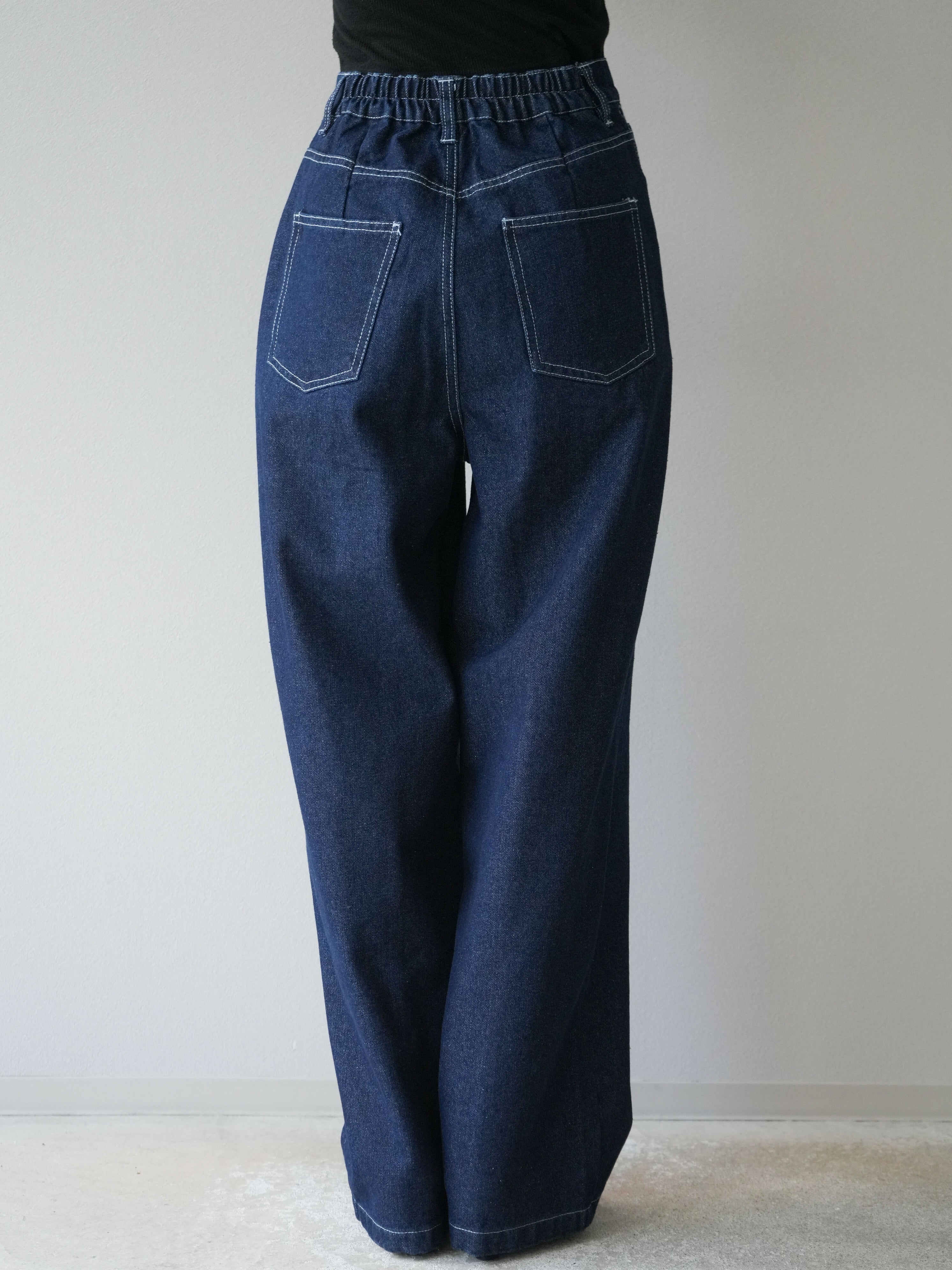 予約]センターシームラップデザインストレートデニム/インディゴ – Lumier