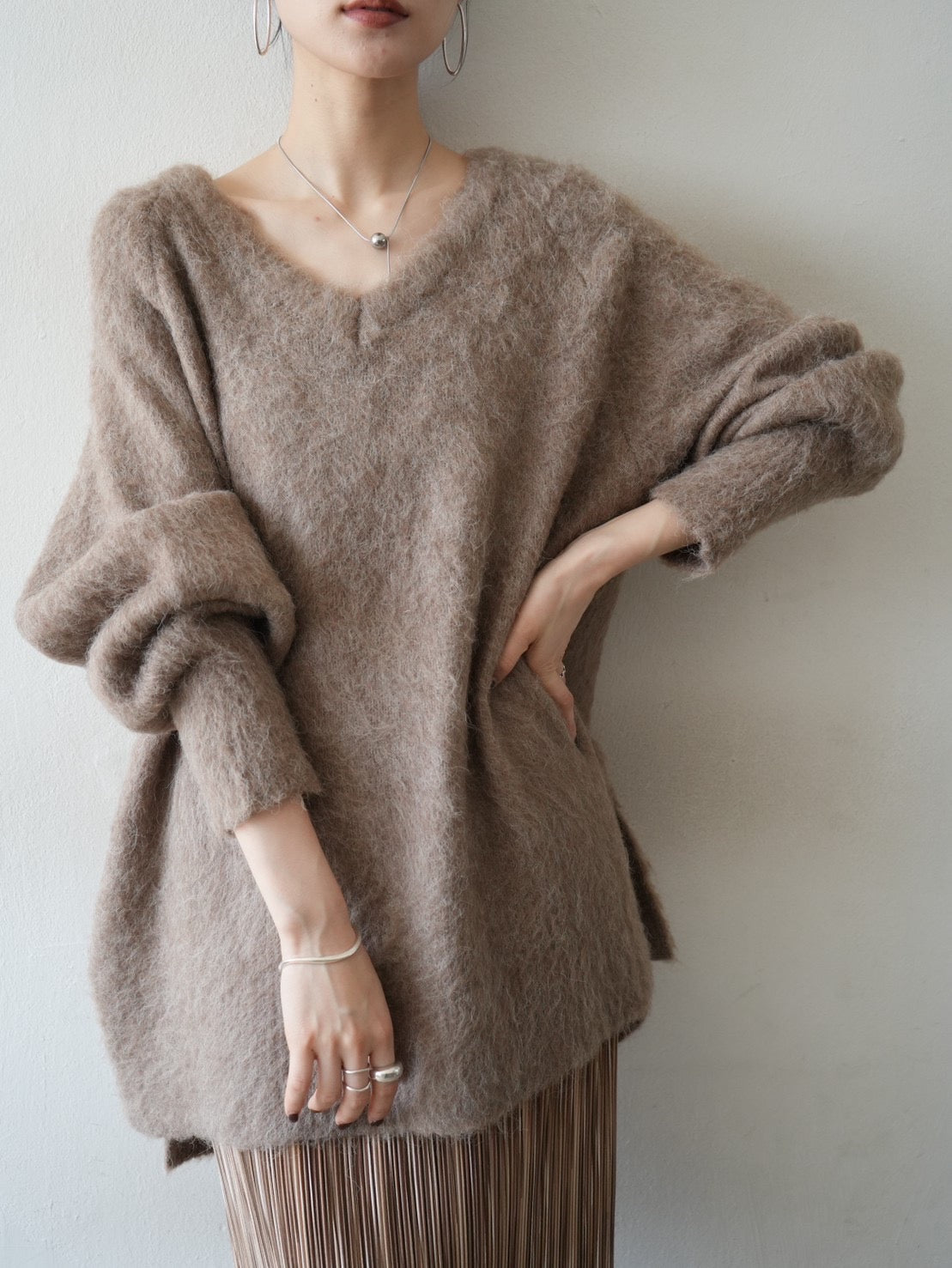 予約]オーバーモヘアニットプルオーバー/モカ – Lumier