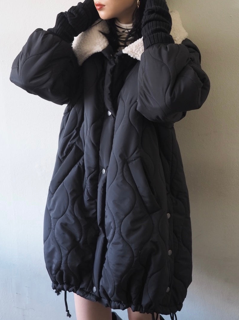 予約]2WAY襟裏ボアキルティングコート/ブラック – Lumier