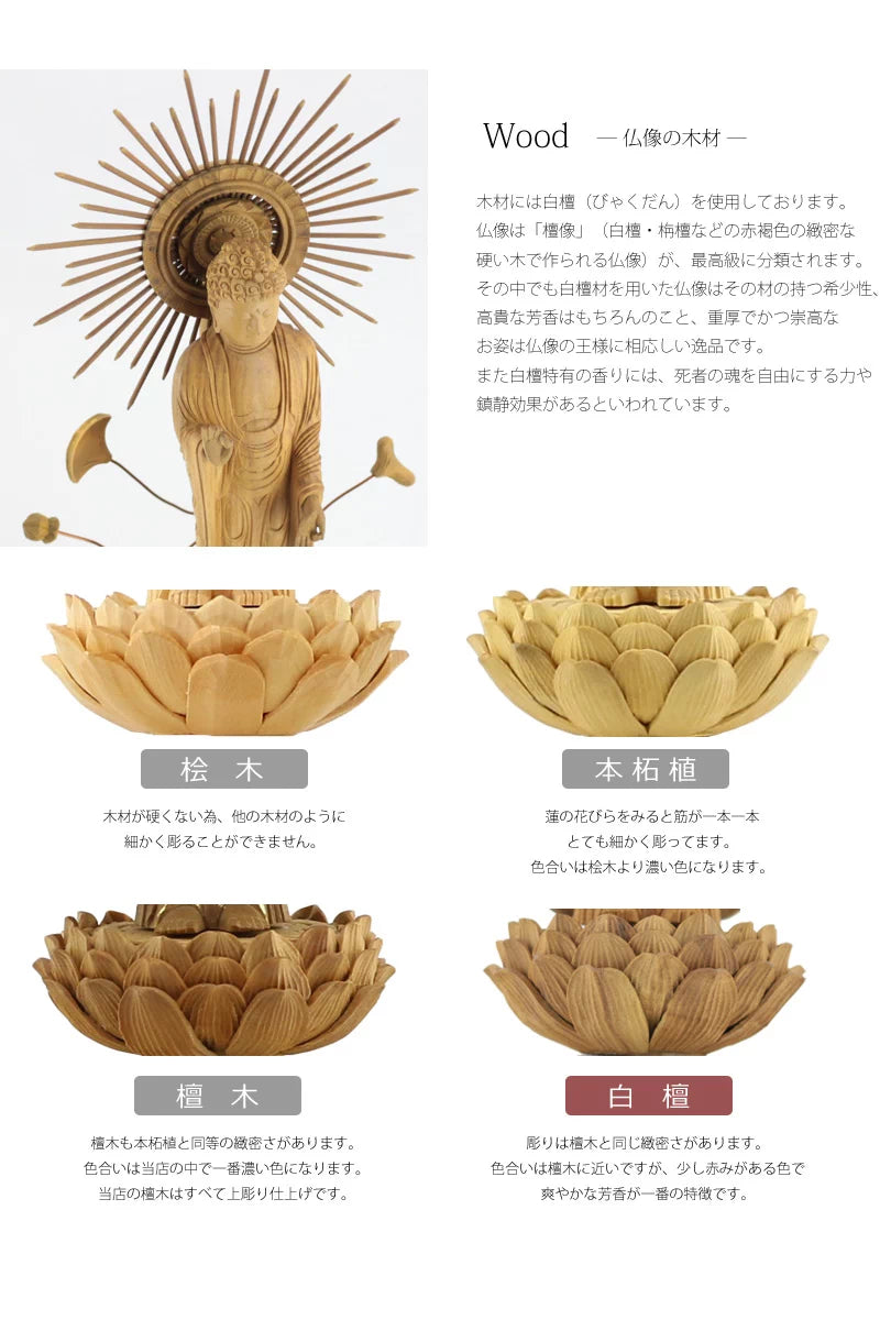 白檀仏像 八角台座 東立弥陀【浄土真宗大谷派】 | 本尊・脇侍の通販