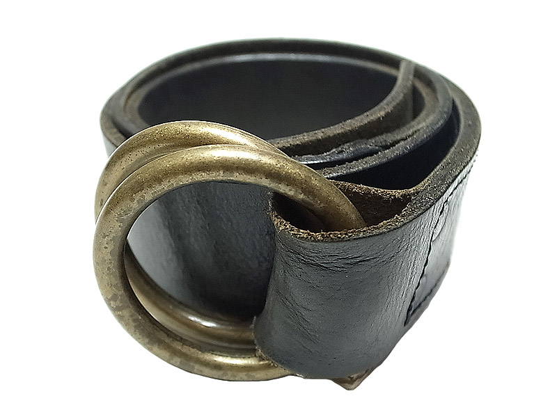Double RL(RRL) LEATHER RING BELT Black #2 リングベルト イタリア製