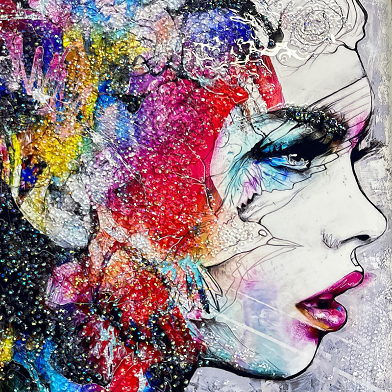 水晶パネル アートパネル 60×80cm ポップアート 金フレーム付き