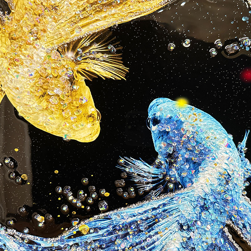 水晶パネル アートパネル 60×80cm 開運画 金フレーム付き クリスタル