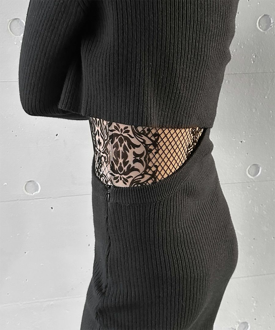 レースデザイン長袖ボディスーツ | LVEU.（ラブユ.）