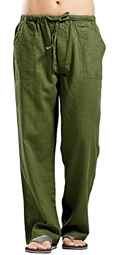 utcoco Qiuse Men's Casual Loose Fit Straight-Legs Stretchy Waist