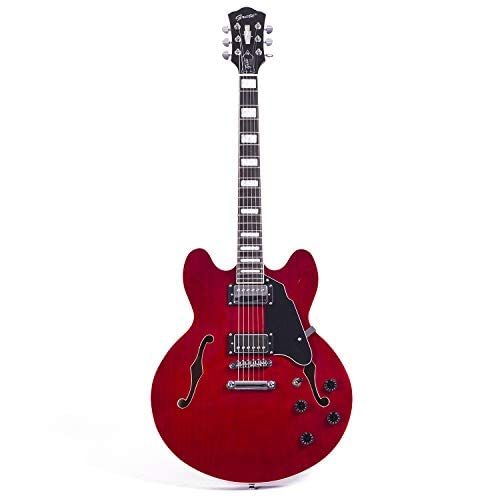 Amazon | GROTE Jazz Electric Guitar Semi-Hollow Body (Red