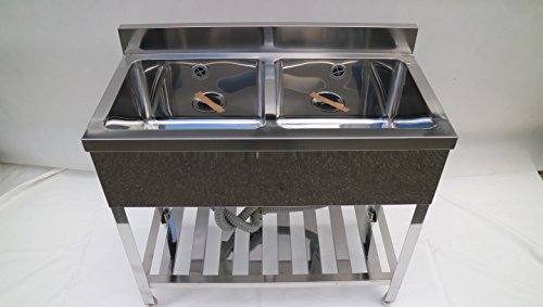 Amazon | 【業務用】2槽シンク 幅900 奥行450 高さ890 バックガード付