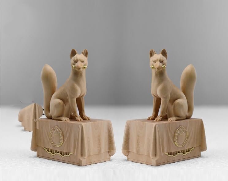 Amazon｜狐 一対 木製 きつね 稲荷大明神 お稲荷さん お稲荷様 稲荷神