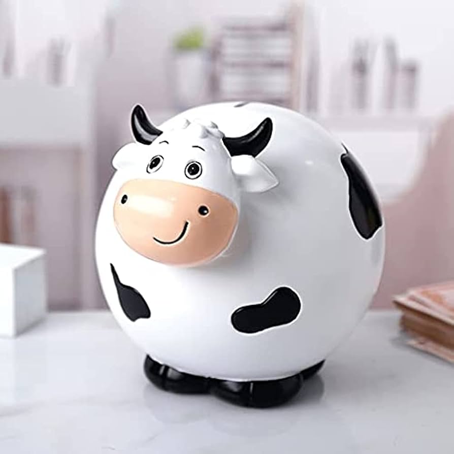 Amazon | 貯金箱 おもしろ かわいい牛の貯金箱黒と白の斑点のある乳牛