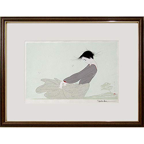 Amazon.co.jp: 中島潔『風のかなた』木版画 人物画 女性画 美人画 童画