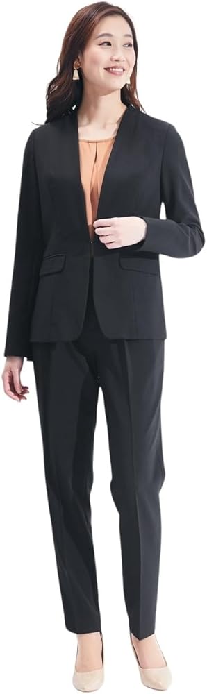 Amazon | [ニッセン] パンツスーツ 【レディーススーツ】 うすカル