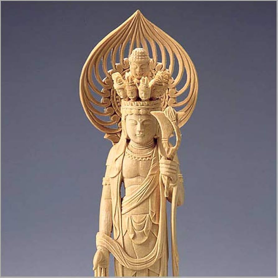 Amazon｜仏壇屋 滝田商店 仏像 十一面観音菩薩 白木製 3.5寸 (高さ18.5