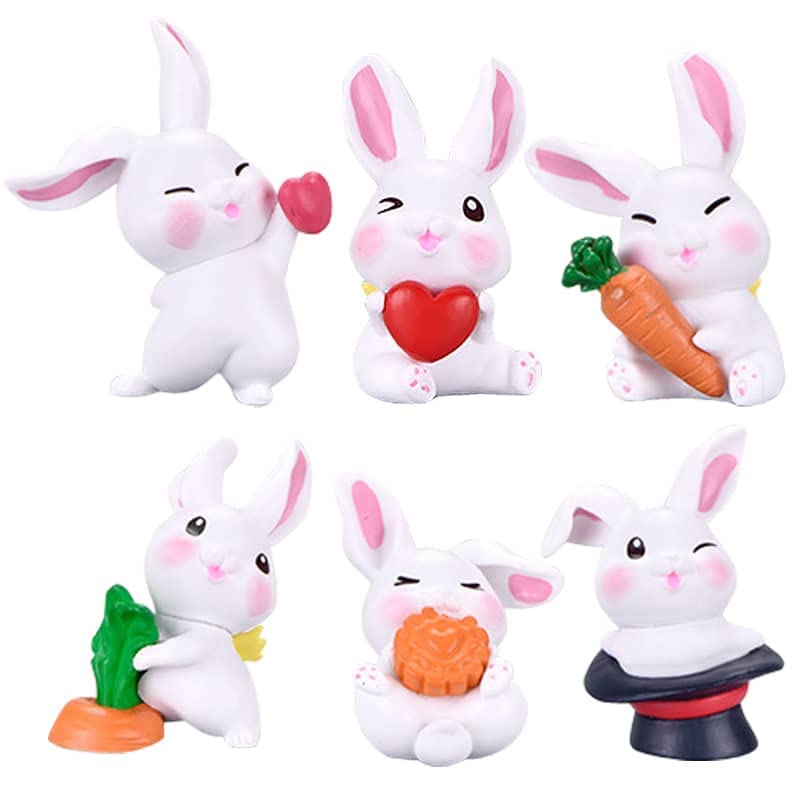 Amazon.co.jp: moin moin フィギュア 置物 オーナメント 白 うさぎ 6匹