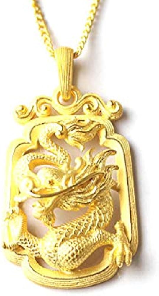 Amazon | [プリマゴールド] 純金 メンズ 龍モチーフ ペンダント