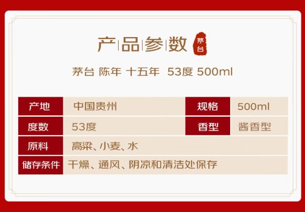 Amazon.co.jp: 15年貴州茅台酒 アルコール53度500ml 箱付 中国酒 白酒