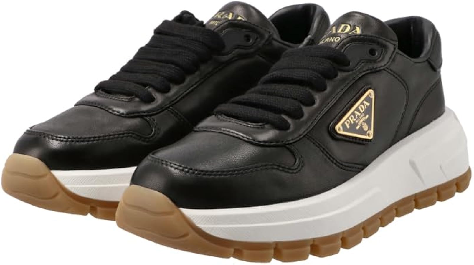 Amazon | [Prada] プラダ レザースニーカー 三角ロゴ レースアップ